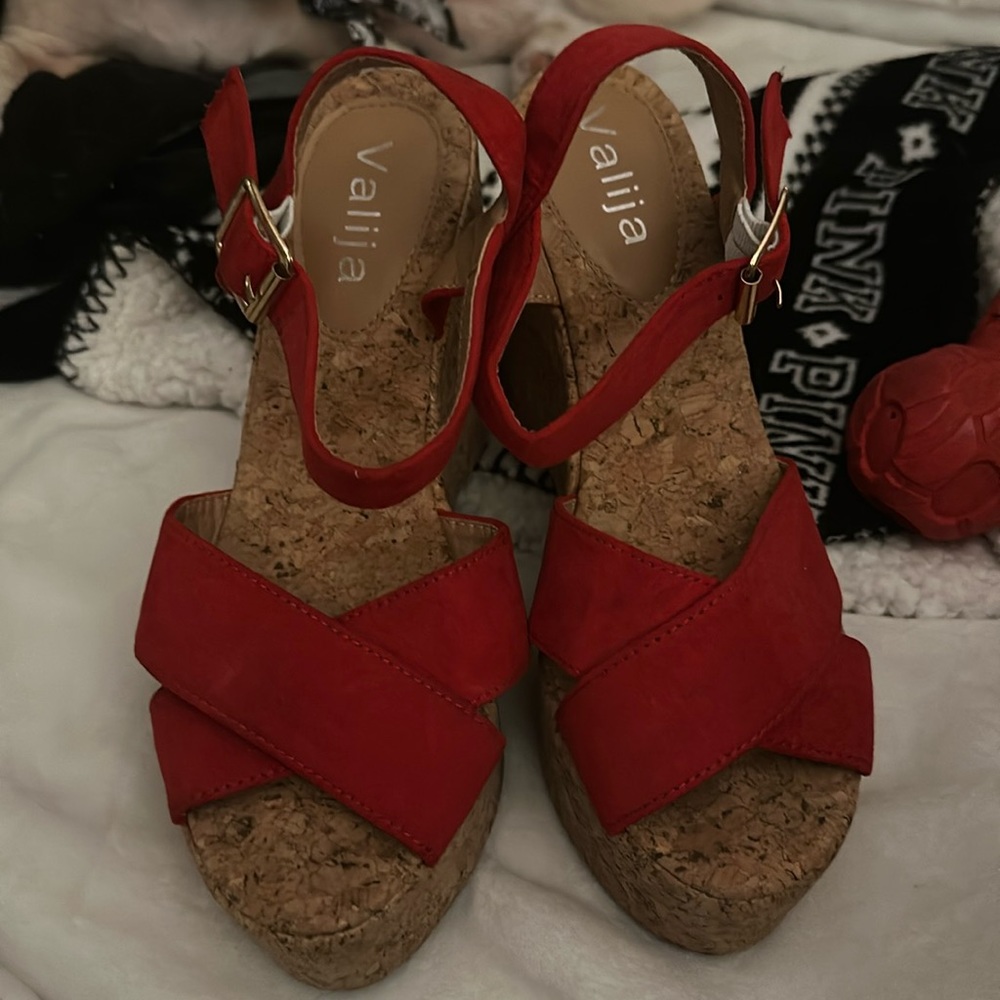 Red wedge heels. Used 2 times. Size 7